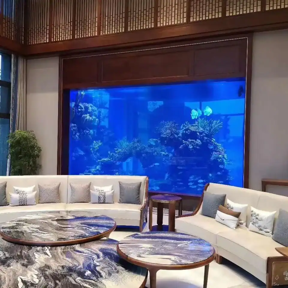 Built in reef aquarium custom designed for indoor spaces