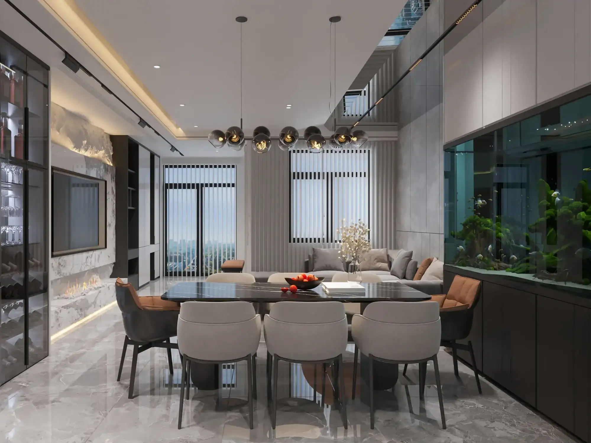 Freshwater aquarium system designed for luxury residential interiors in Dubai