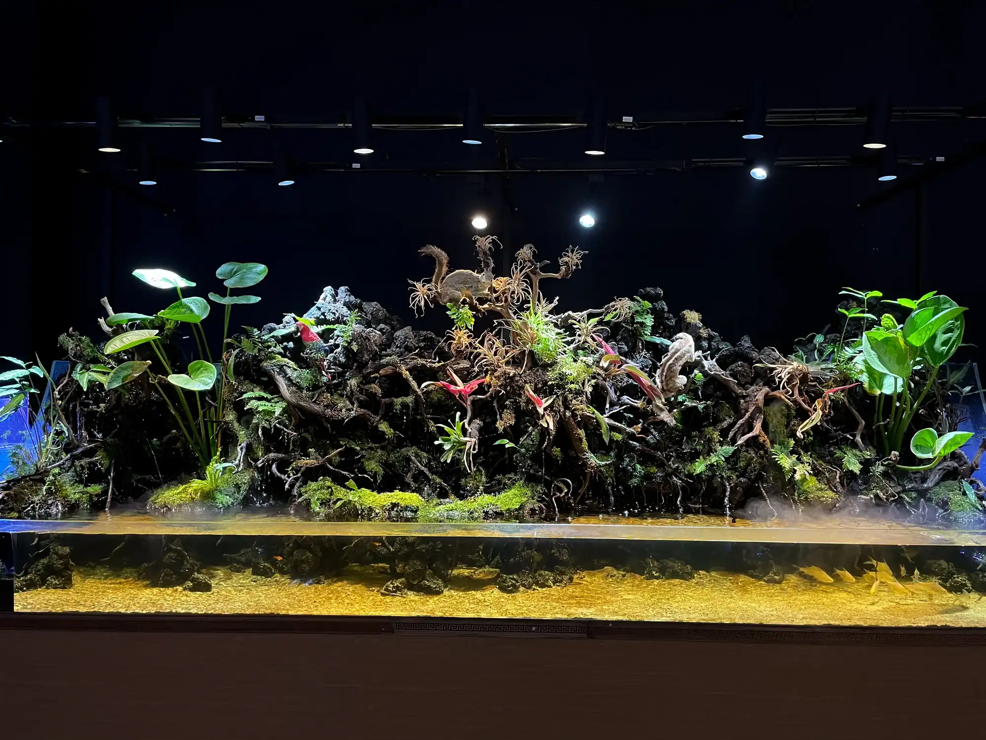 Paludarium design combining land and water ecosystems in Dubai